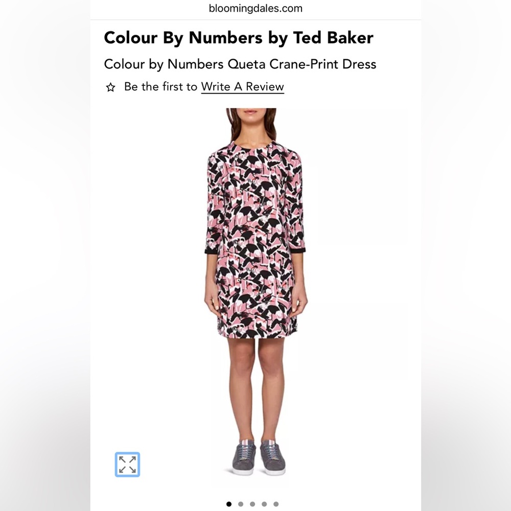 Ted Baker Pink and Black Abstract Long Sleeve Dress, size 2